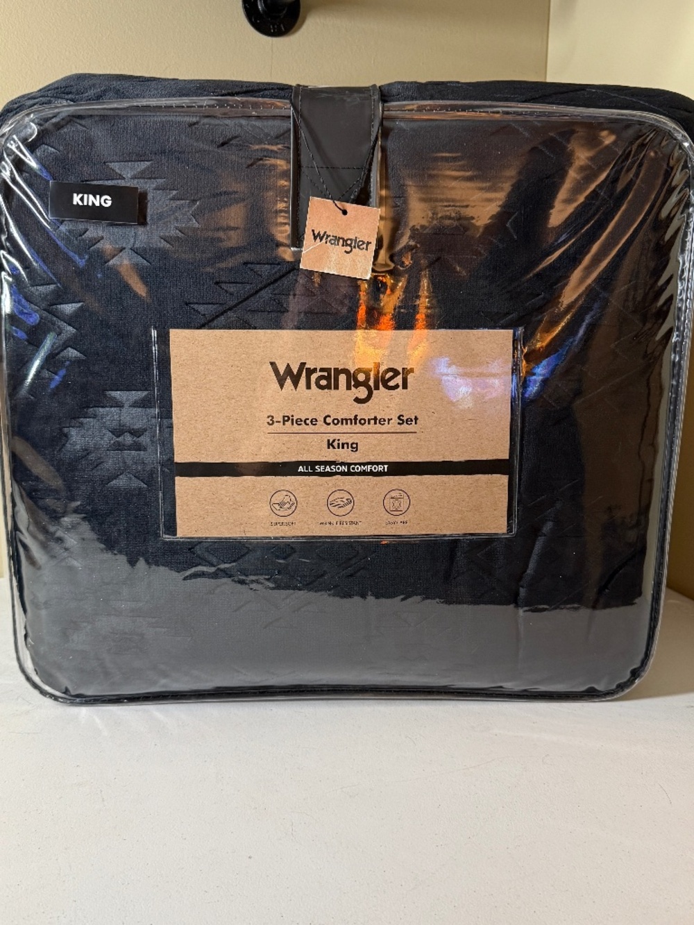 Wrangler Black Aztec Comforter Set KING Size Soft Plush 3 Piece Set